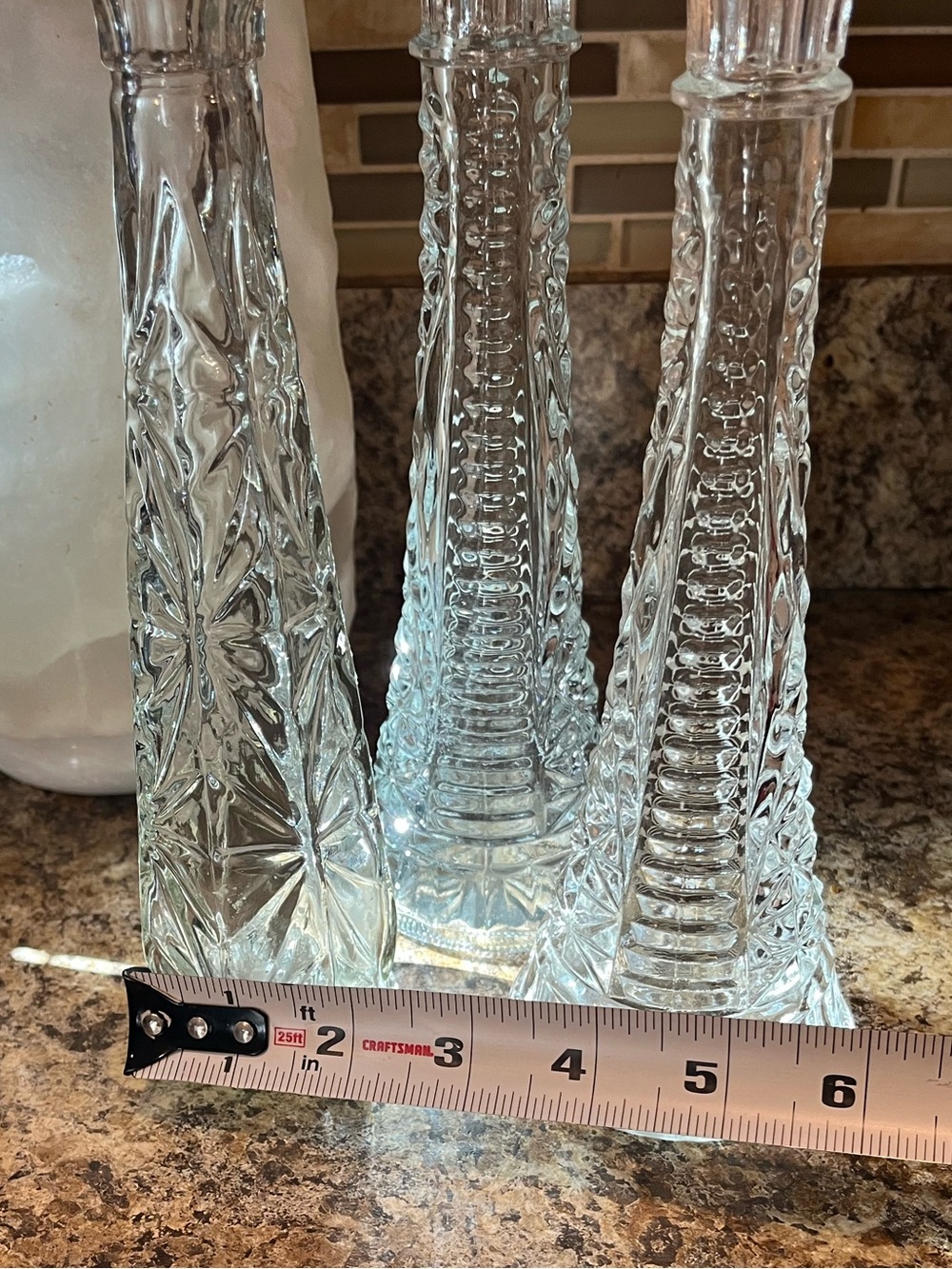 Vintage Clear Glass 9” Bud Vases Set of 3 - Picture 7 of 12